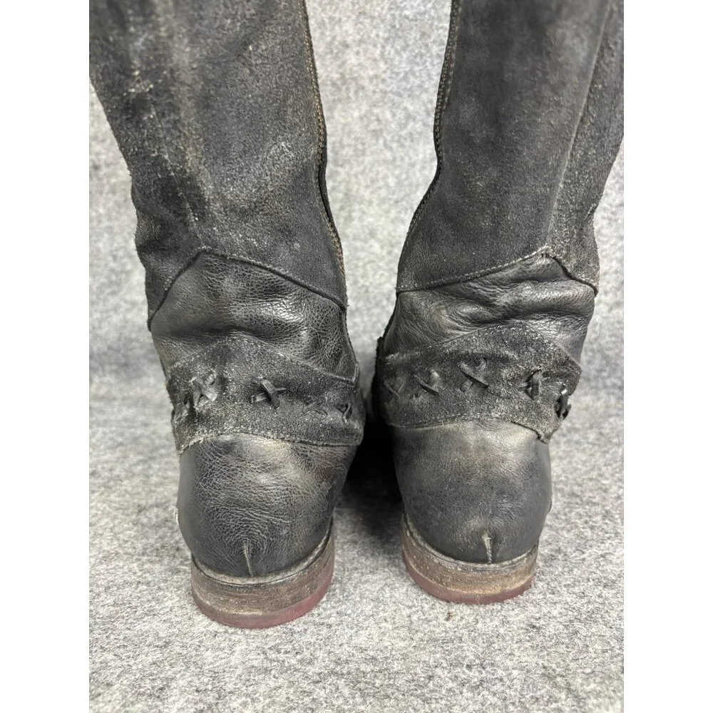 Bed Stu Midge Boots Womens‎ Size 8 Black Tall Leather Riding Knee High Western